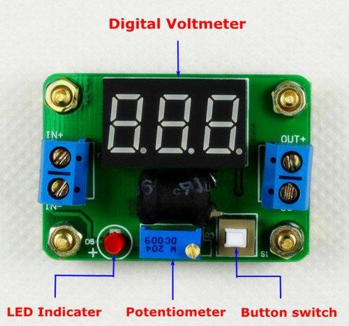 SMAKN Dc-dc Synchronous Rectifier Buck Power Converter Voltmeter Input 4.5-24v to Output 0.93v-20v(Green)