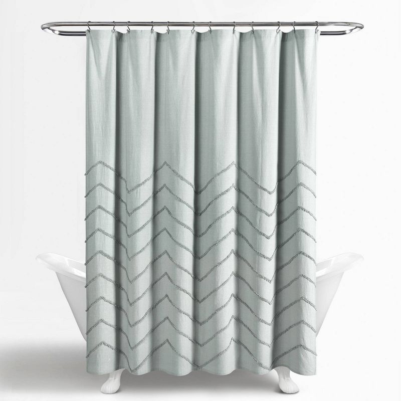 Chenille Chevron Shower Curtain Pastel Blue - Lush Décor