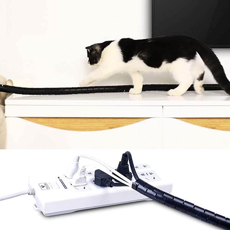 Cable Management Sleeve EZ Cord Bundler 1quot Diameter wZip Clip Cable Zipper Wire Wrap Cord Organizer Cable Tube Hider Flexible amp Expandable Home amp Office Wire Concealer for PC TV Computer Cinema