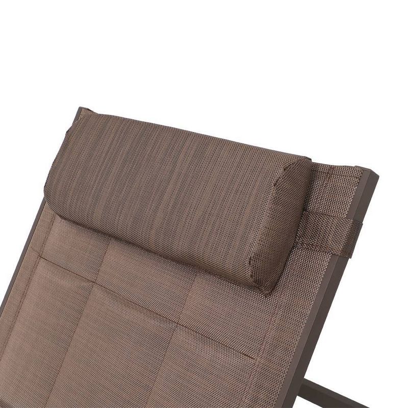 Outdoor Adjustable Quilted Chaise Lounge Chair with Wheels - Brown - Crestlive Products