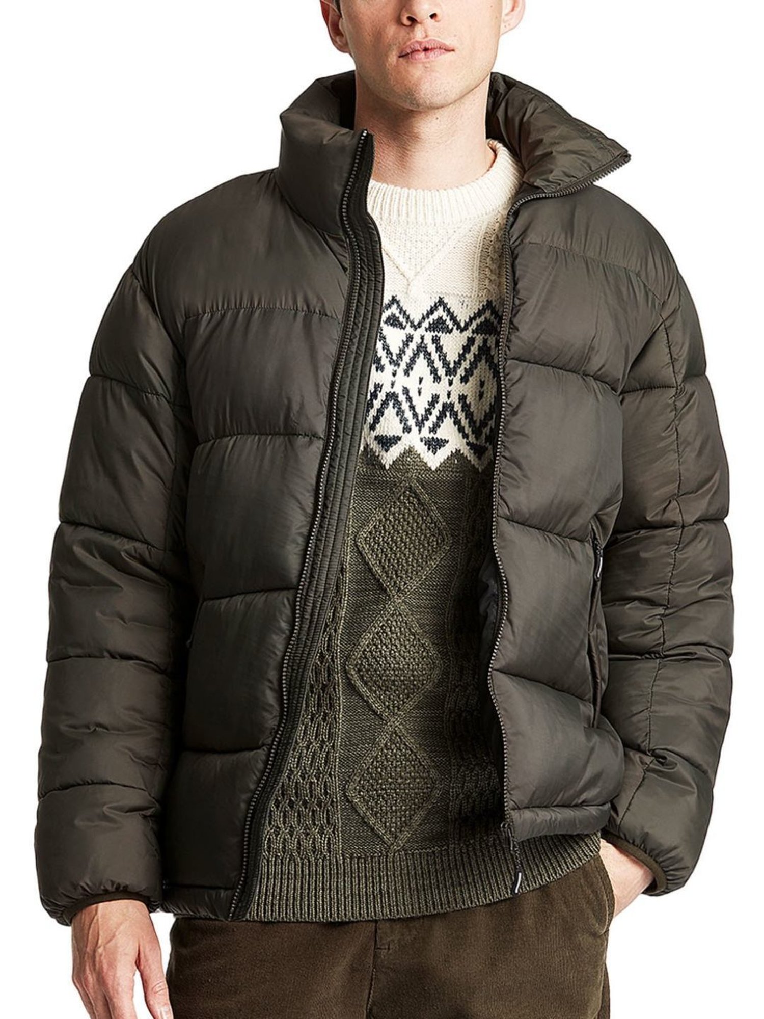 Lindbergh Green Regular Fit Quilted Puffer Jacket