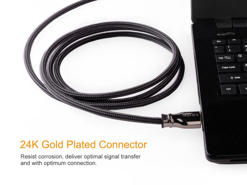 Wavlink 4K HDMI Cable - 6.6ft  Zinc Alloy Shell HDMI Male to HDMI Male cable - Braided Cord (30AWG) - High Speed with Ethernet & Audio Return - Support 4K 2160p, HD 1080p, 3D