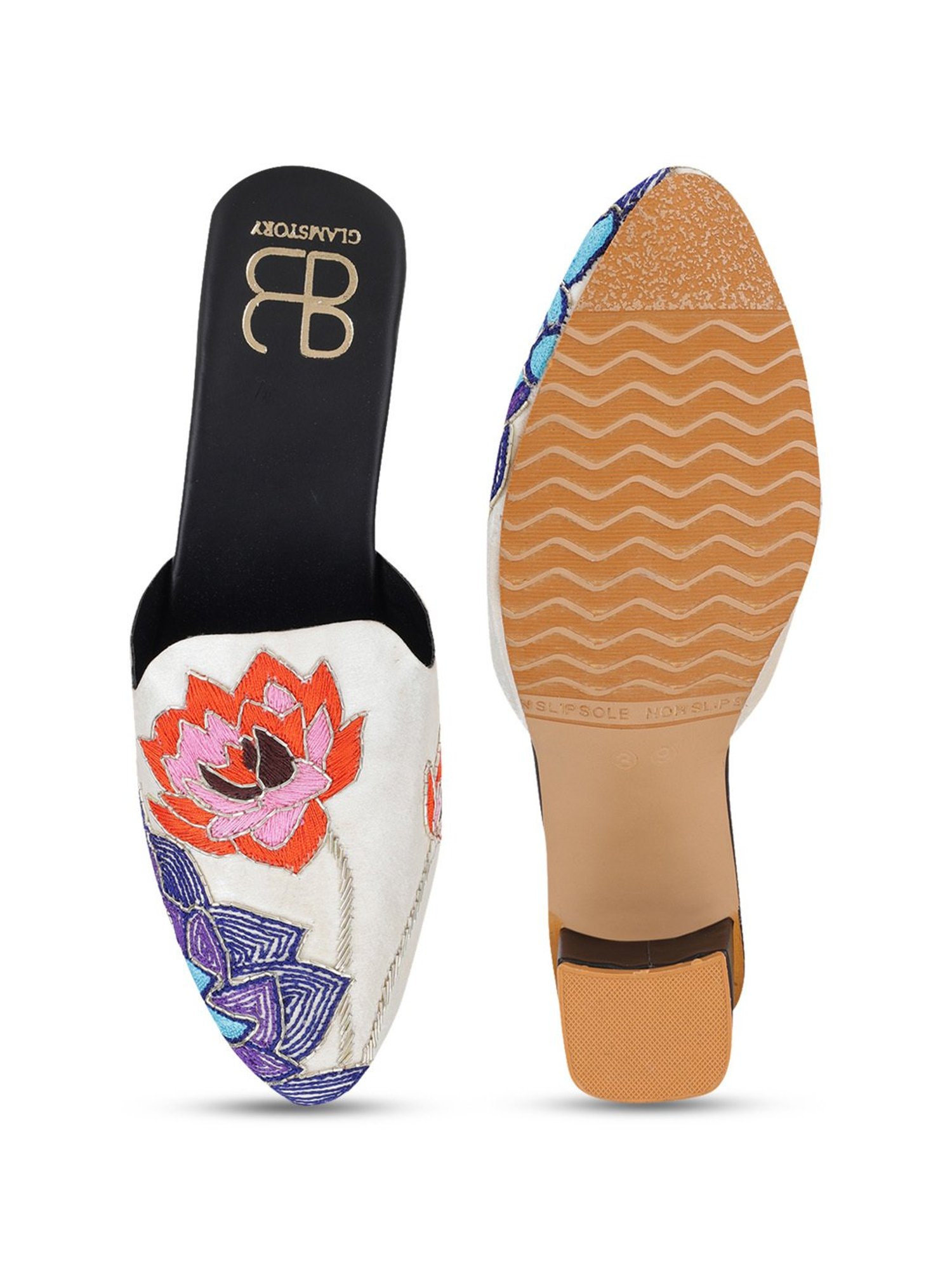 Glam Story Women's Masakali White Mule Shoes