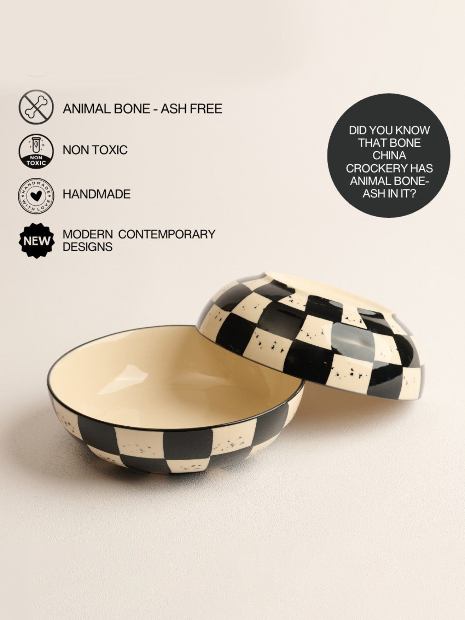 BlackCarrot Black & White Ceramic Dip Bowls Set of 2