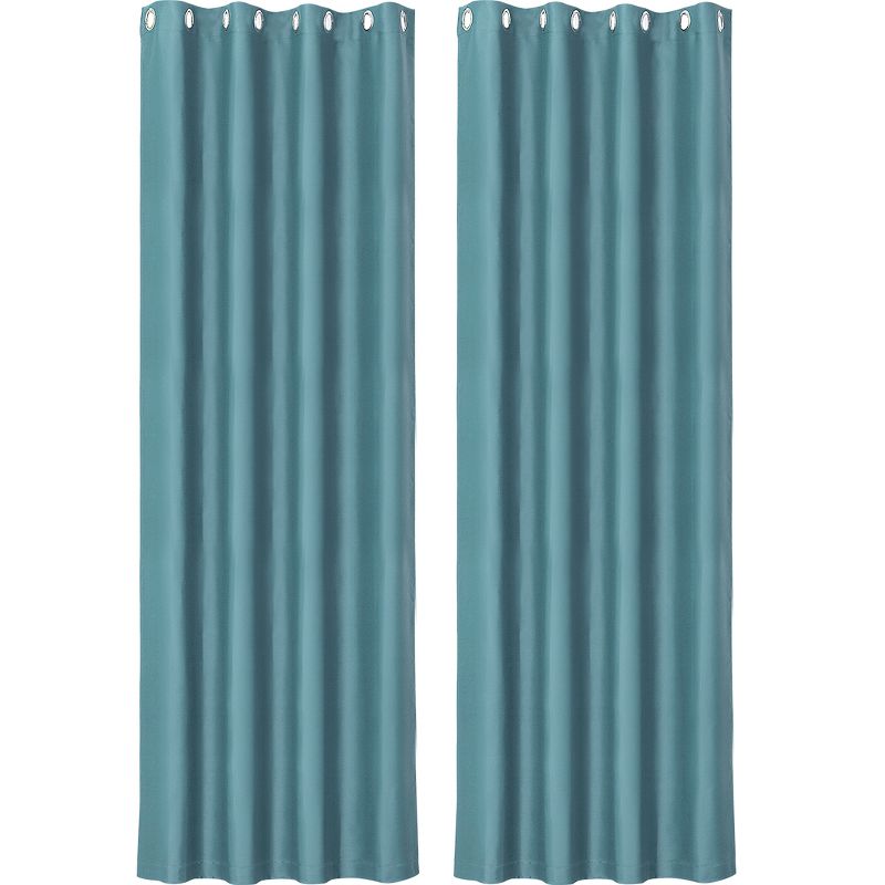 2 Pcs 52 x 95 Inch Solid Blockout Thermal Insulated Grommet Curtain Panels Lake Blue - PiccoCasa