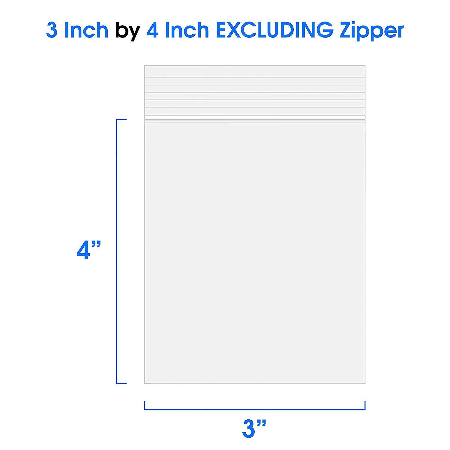 1000 Count - 3 X 4, 2 Mil Clear Plastic Reclosable Zip Poly Bags with Resealable Lock Seal Zipper by Spartan Industrial (More Sizes Available)
