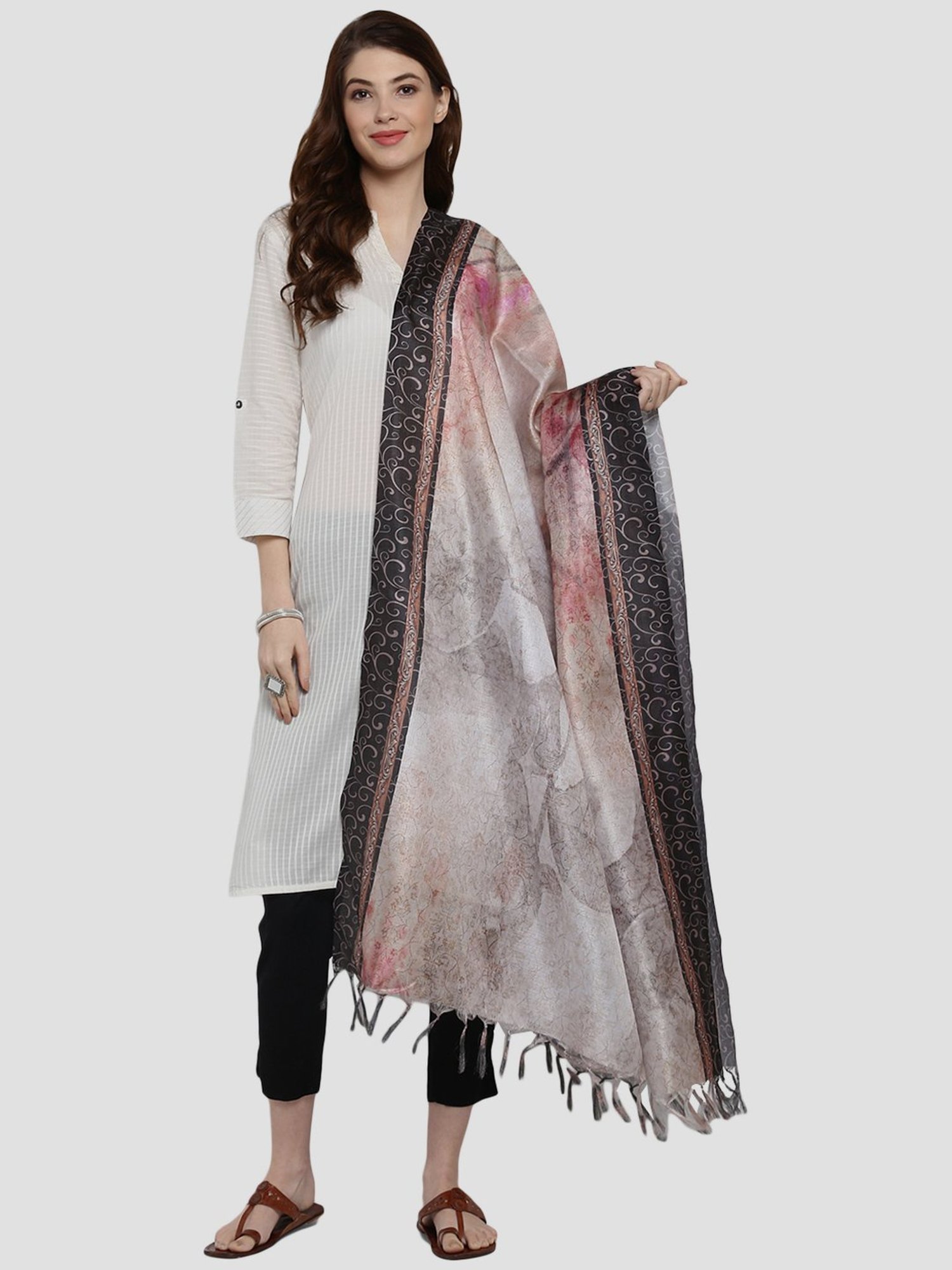 Saree Mall Multicolored Floral Print Dupatta