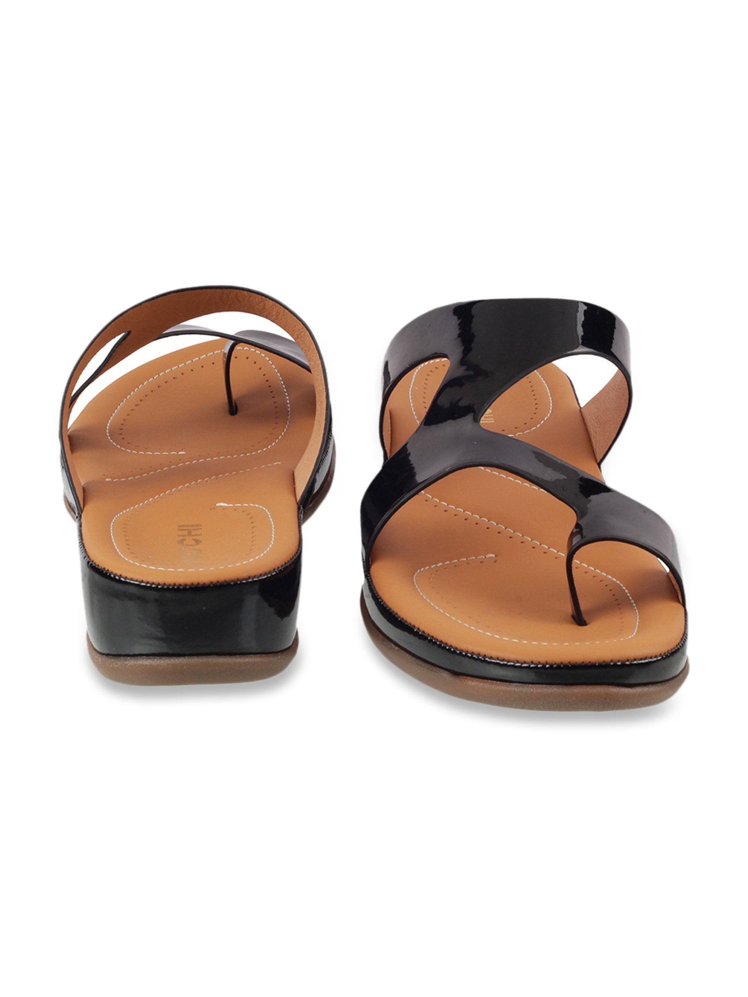 Mochi Women's Black Toe Ring Wedges