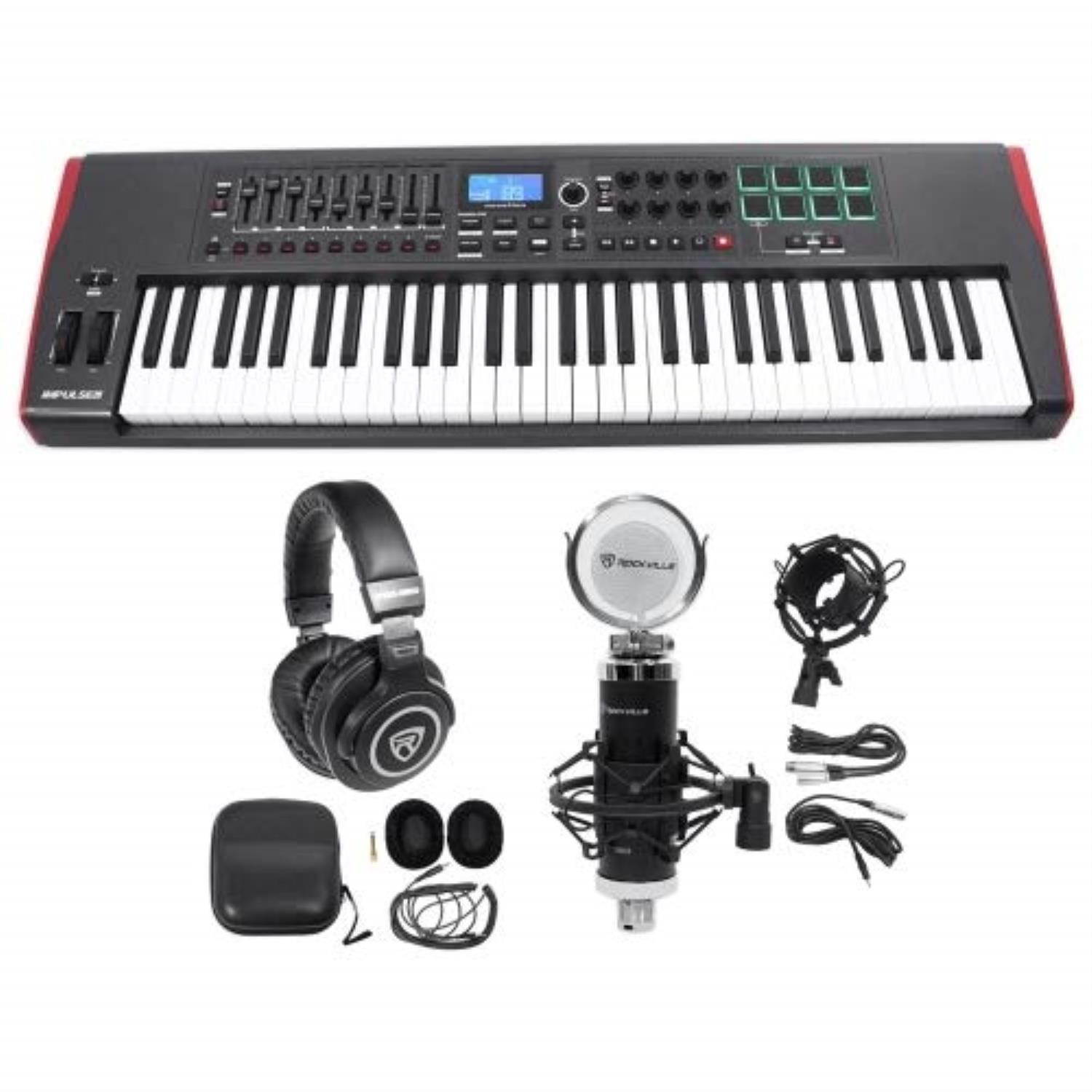 Novation IMPULSE 61-Key Ableton Live Keyboard Controller+Headphones+Speaker+Mic
