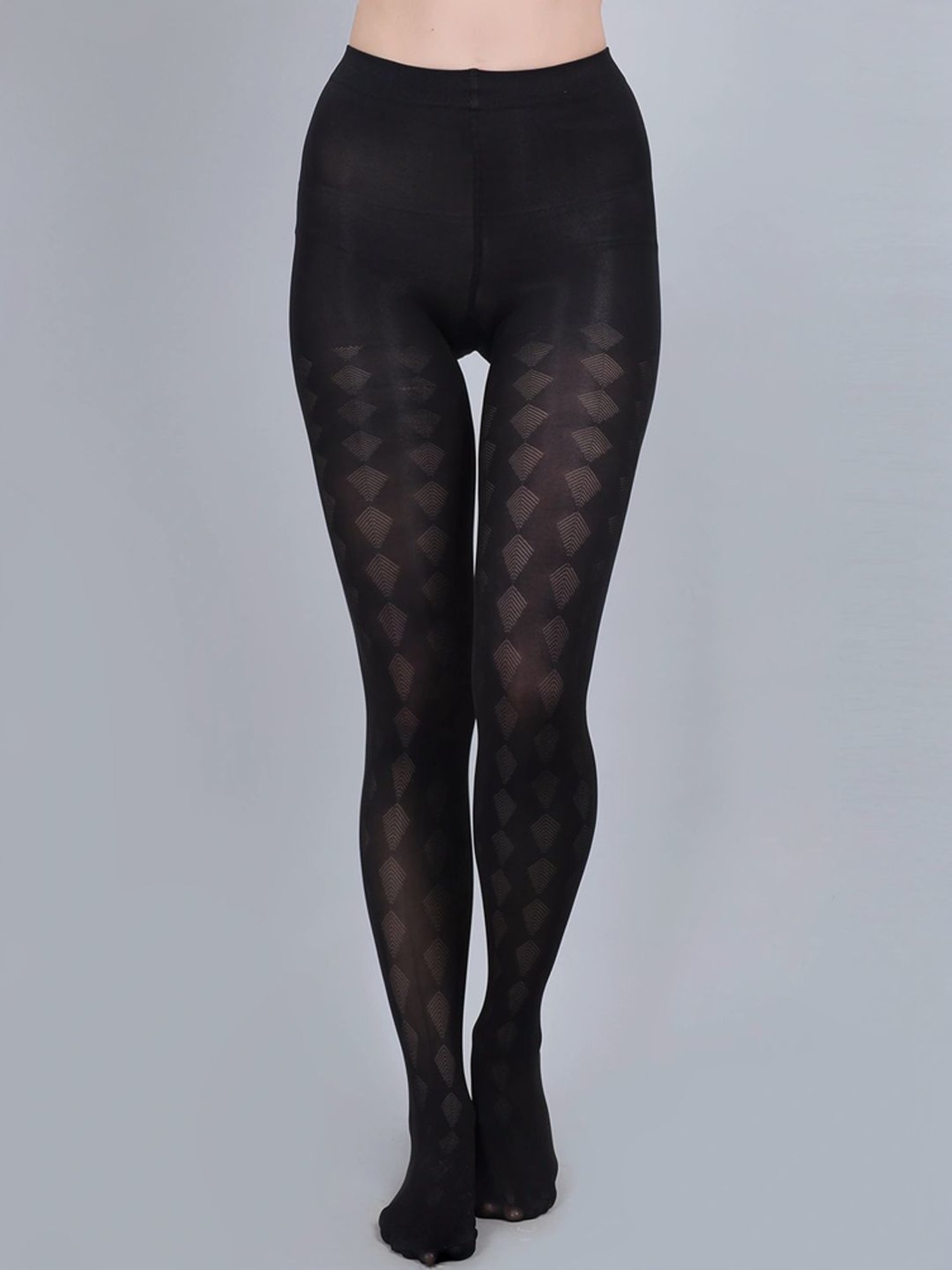 mod & shy Black Self Pattern Pantyhose Stockings