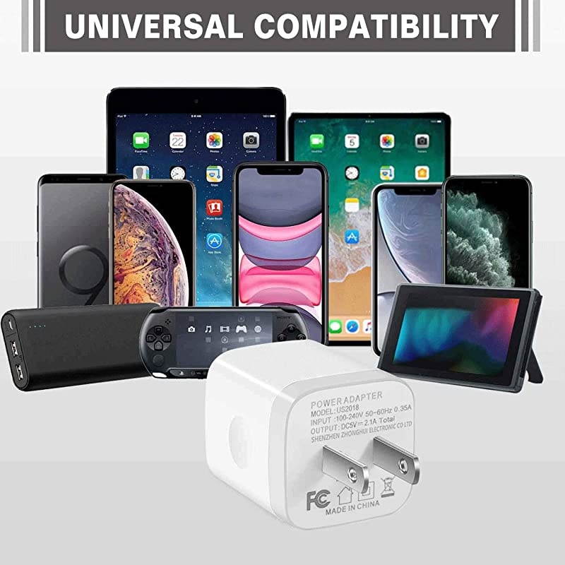 USB Wall Charger 5Pack 21A5V Dual Port USB Cube Power Adapter Charger Plug Charging Block Compatible with iPhone 11Xs MaxXRX88 Plus76S6 Plus Samsung LG Moto Android Cell Phones