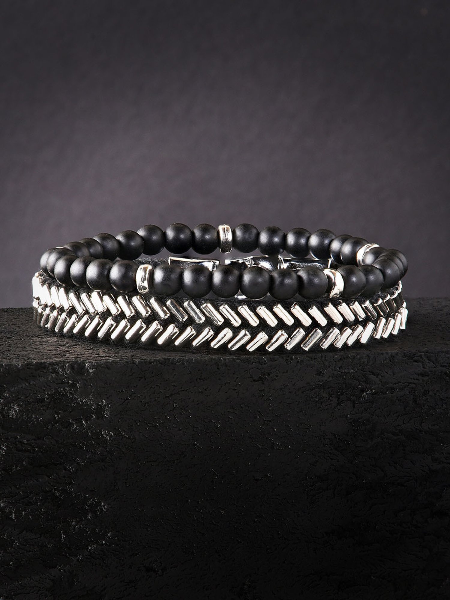 The Bro Code Multipack Elasticated Semi Precious Beaded Bracelet For Men - Set of 2