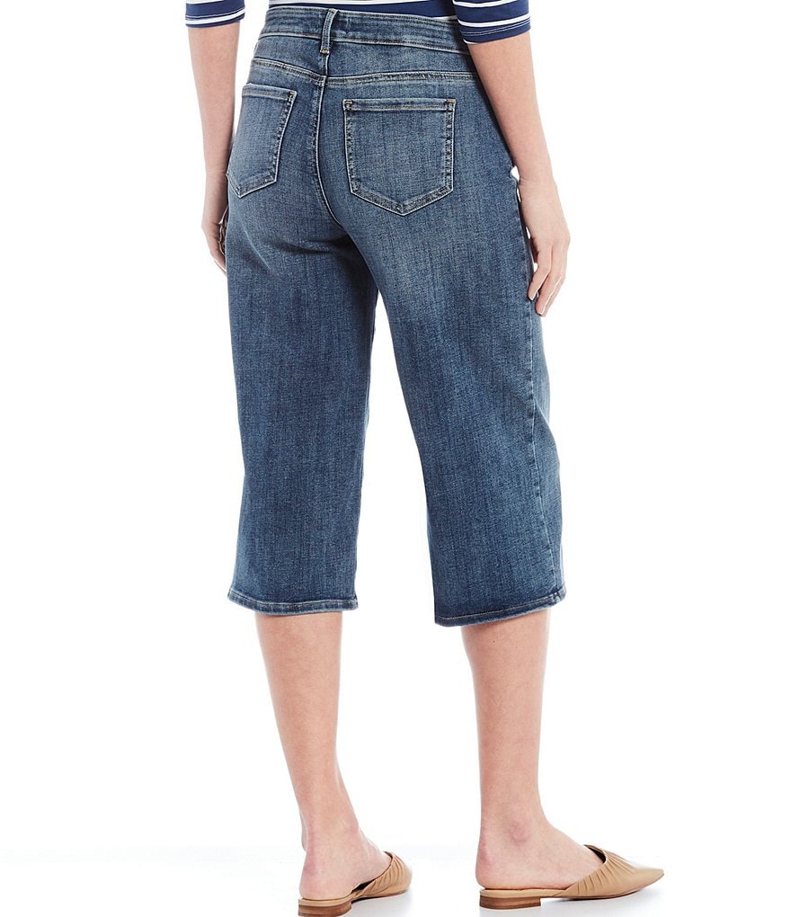 NYDJ Petite Size Wide Leg Pedal Pusher Straight Hem Capri Jeans