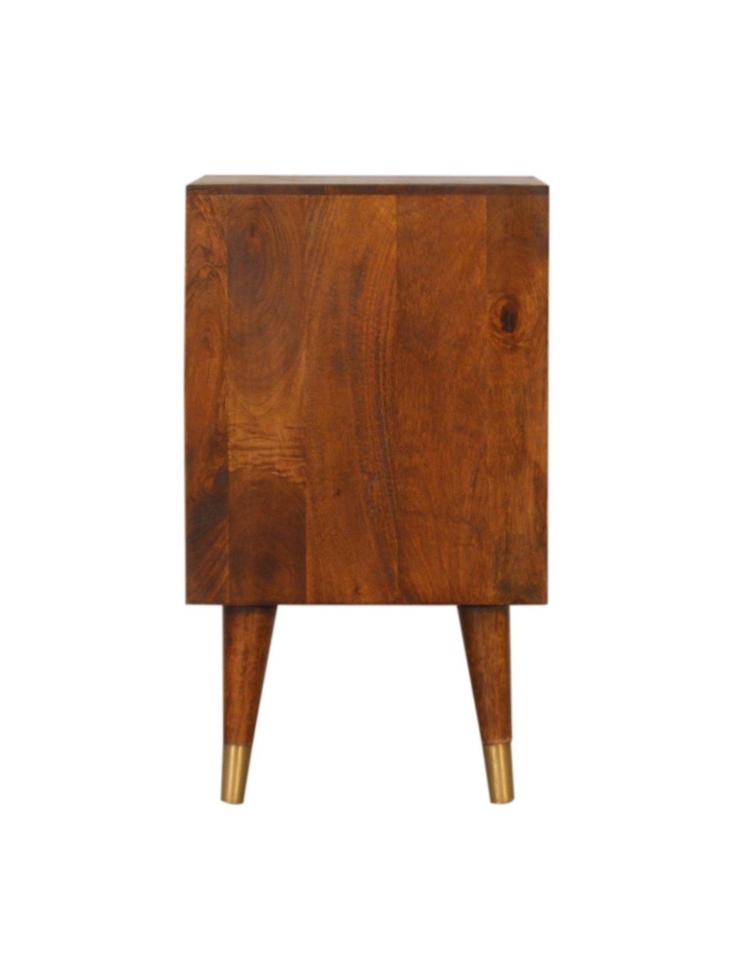 Artisan Furniture Manila Solid Brown Mango Wood Side Table Gold Finish