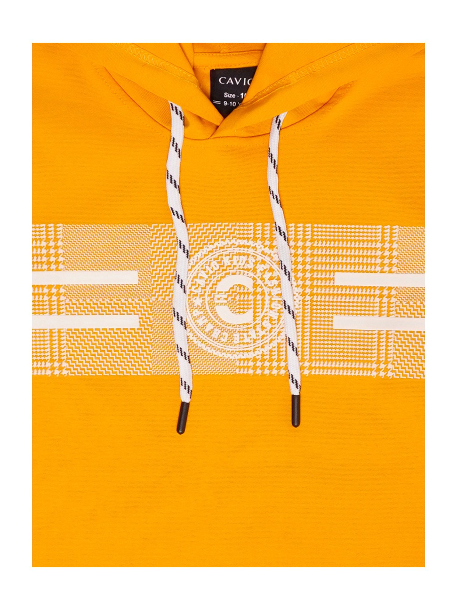 Cavio Kids Gold Printed Full Sleeves Hooded T-Shirt