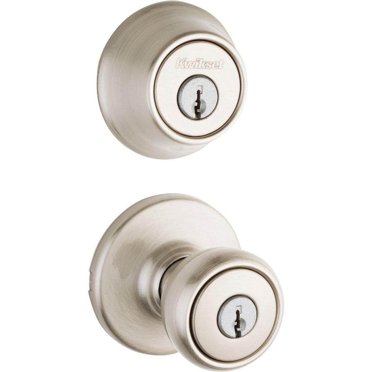 Kwikset Satin Nickel Deadbolt and Door Knob Combo 690T 15 CP K6