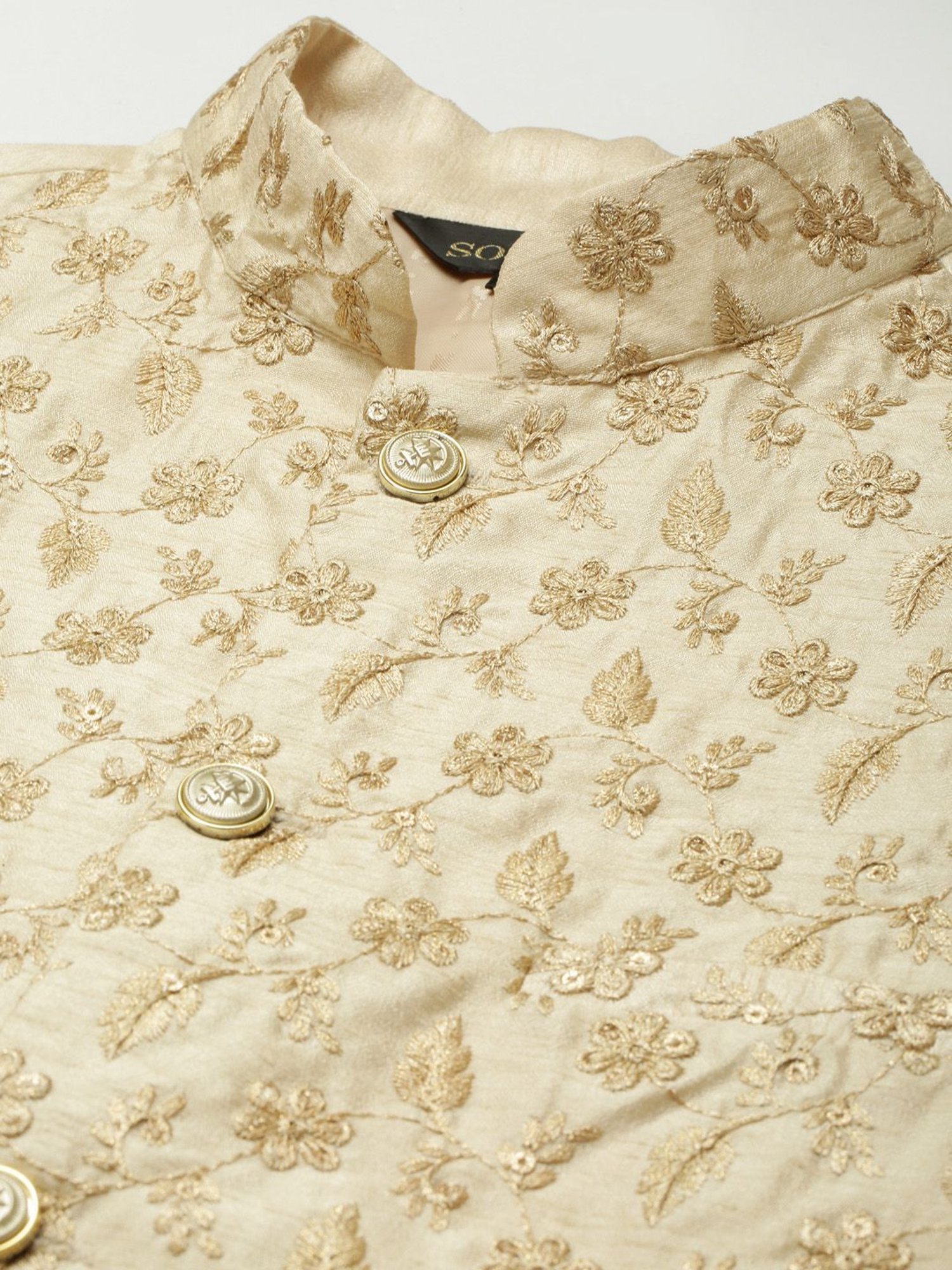 Vastramay White Cotton Straight Fit Embroidery Ethnic Suits