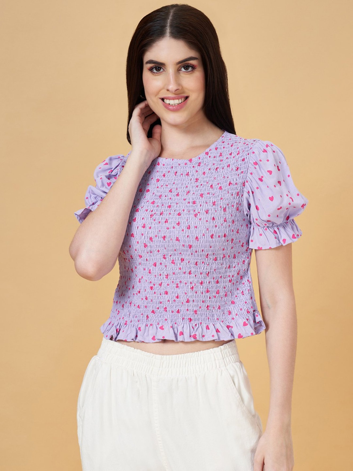 People by Pantaloons Purple Printed Top