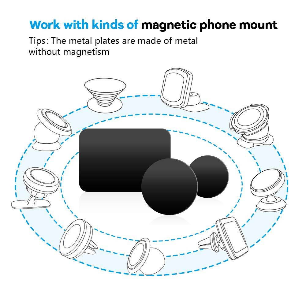 Happy Bell Mount Metal Plate with Sticky Adhesive Pad for Collapsible Grip & Stand/Magnetic Phone Car Mount/Magnet Cradle Holder,Black