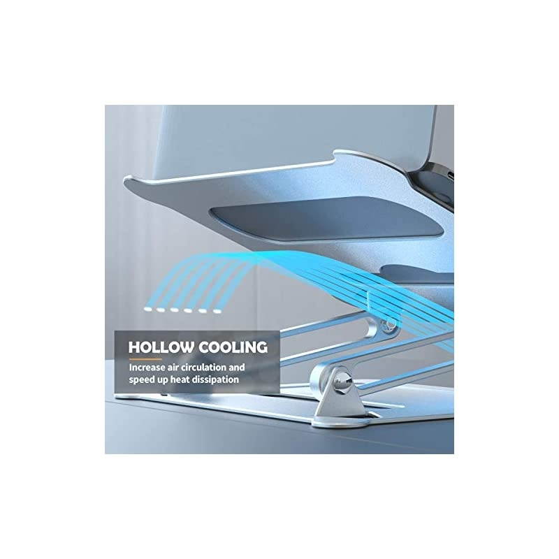 Adjustable Laptop Stand,  Aluminum Computer Riser, Ergonomic Computer Stand for desk, Laptop Riser Notebook Stand with Heat-Vent,Compatible with 10 - 15.6 Inches laptop, MacBook, Air, Pro, -Silver