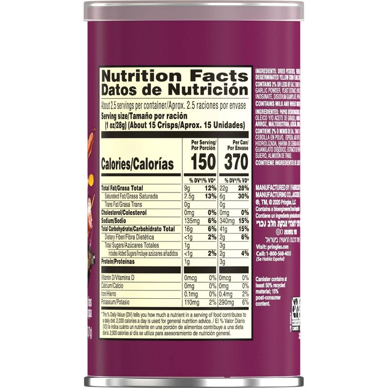 Pringles Grab & Go Large BBQ Potato Crips Chips - 2.5oz