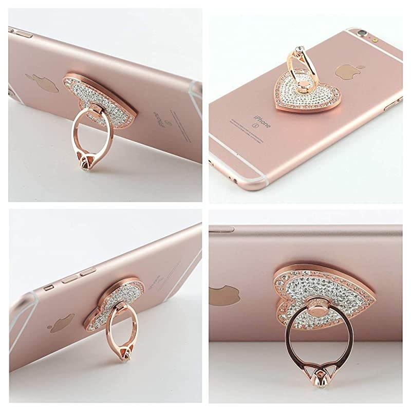 Phone Ring Holder,360&deg; Rotation Diamond Metal Finger Ring Grip for iPhone iPod iPad Samsung Galaxy and Other Smartphones (Rosegold)