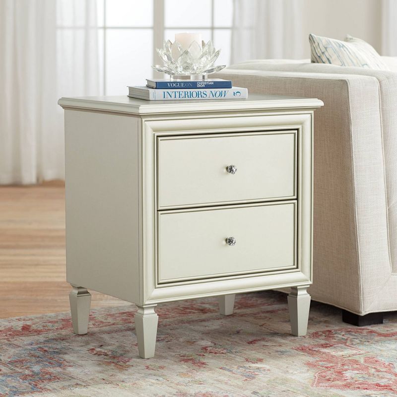 55 Downing Street Alina 2-Drawer Champagne Silver Side Table