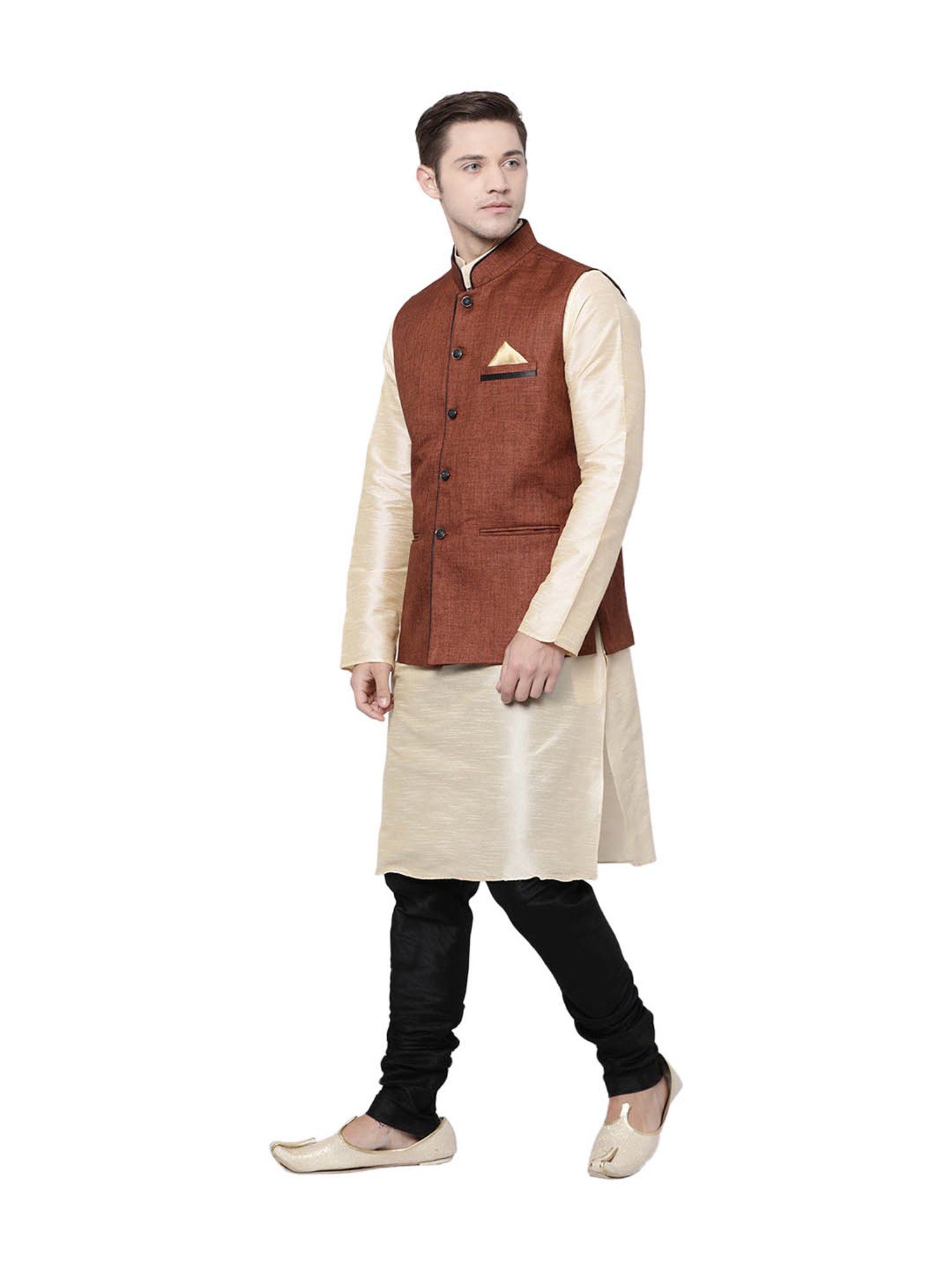 Tabard Brown & Gold Mandarin Collar Suit