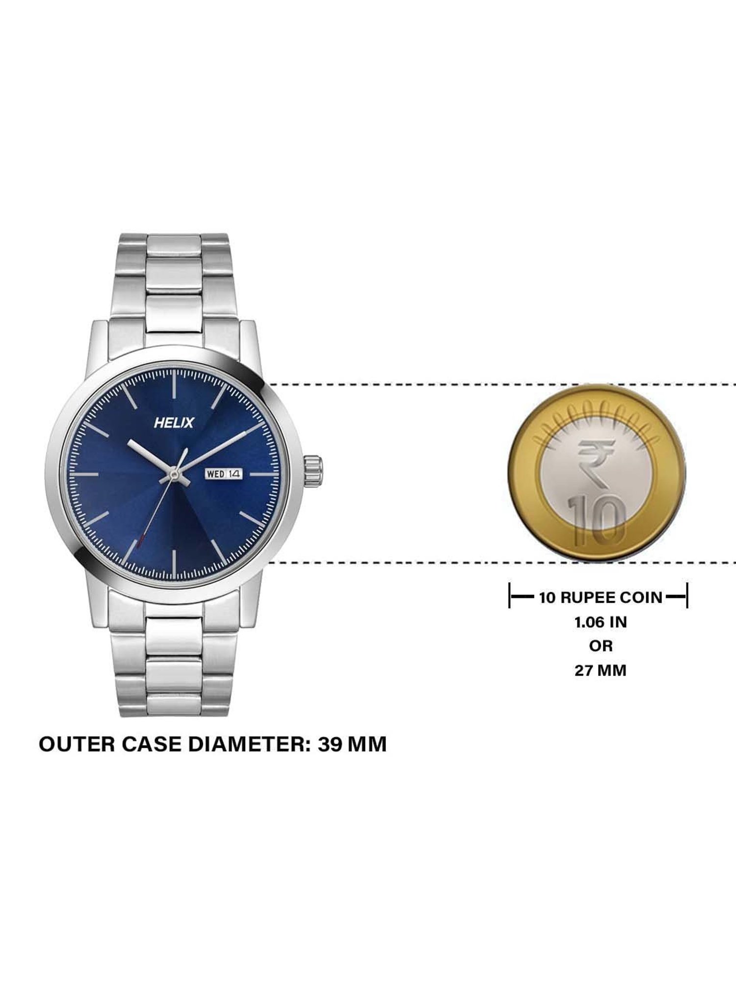 Helix By Timex Blue Round Dial Analog Stainless Steel Men Watch - TW047HG02