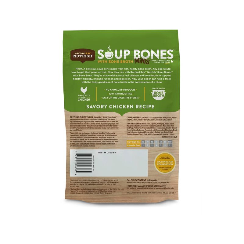 Rachael Ray Nutrish Soup Bones Bone Broth Mini Chicken Dry Dental Dog Treats - 3.8oz