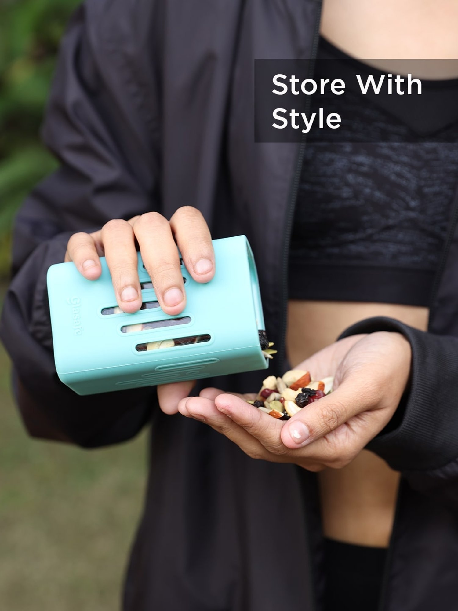 Glasafe 'O' Grip Mellow Green Borosilicate Containers - Set of 2 (250ml)