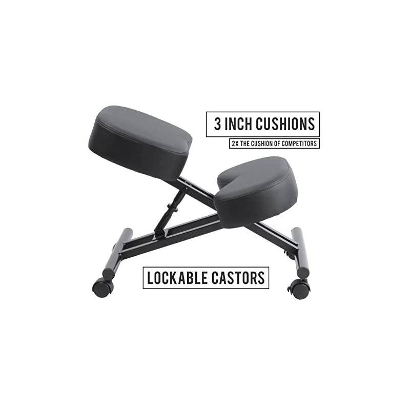 Kneeling Chair Home Office Chairs Thick Cushion Pad Flexible Seating Rolling Adjustable Work Desk Stool Improve Posture Now & Neck Pain - Comfortable Knees and Straight Back