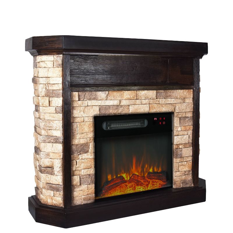 39" Freestanding Electric Fireplace Tan - Home Essentials