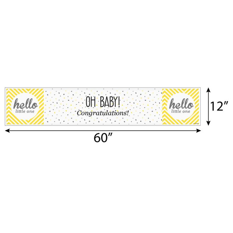 Big Dot of Happiness Hello Little One - Yellow and Gray - Neutral Baby Shower Decorations Party Banner