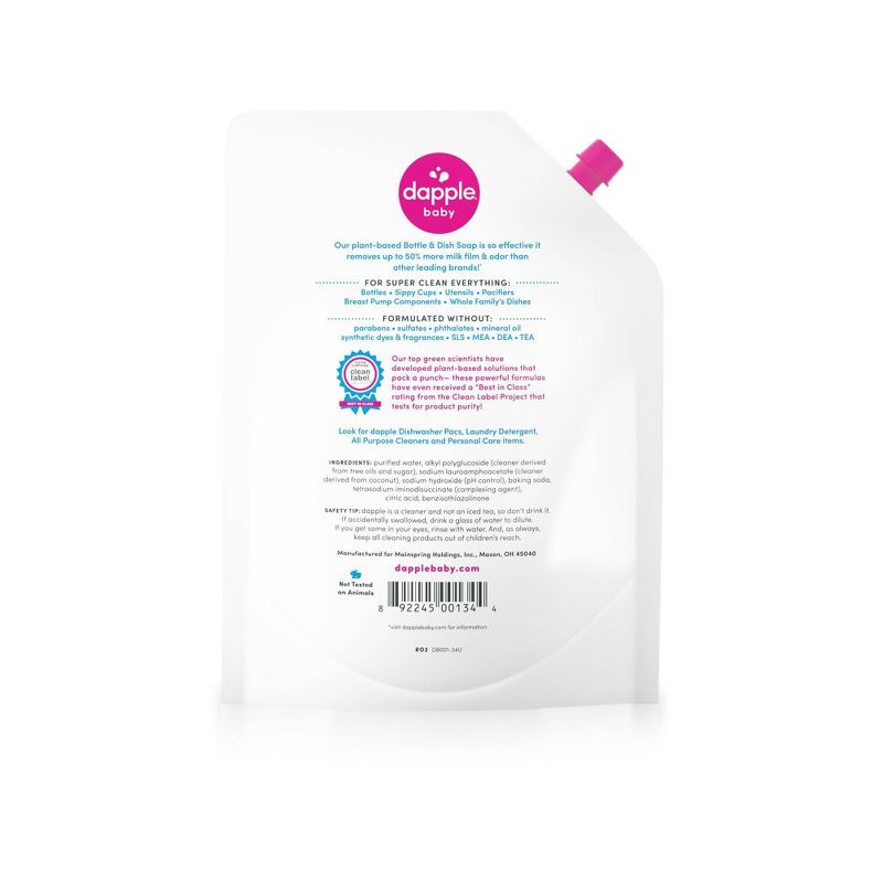 Dapple Bottle And Dish Liquid Soap Refill - Fragrance Free - 34 fl oz