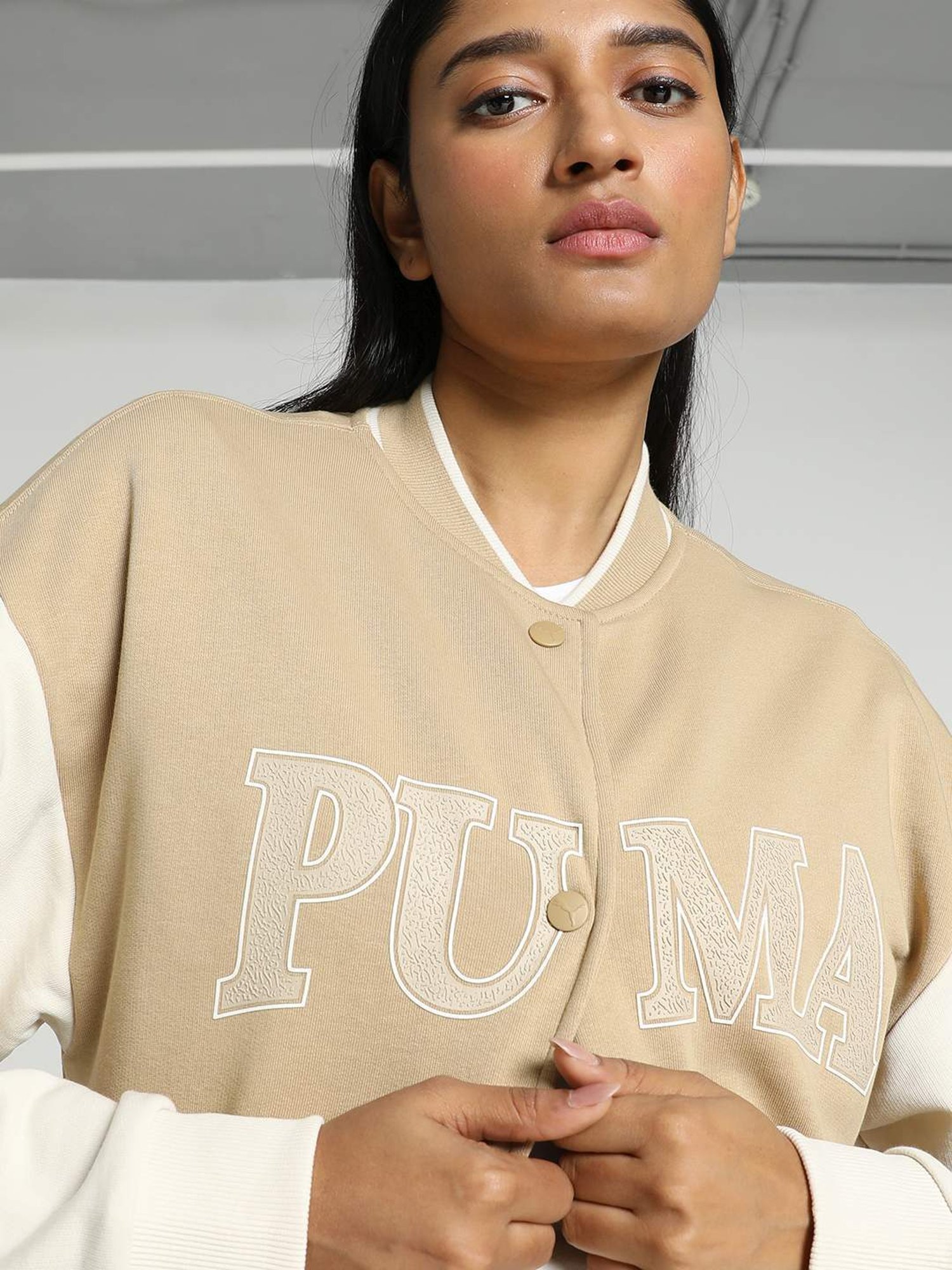 Puma Beige Printed Sports Jacket
