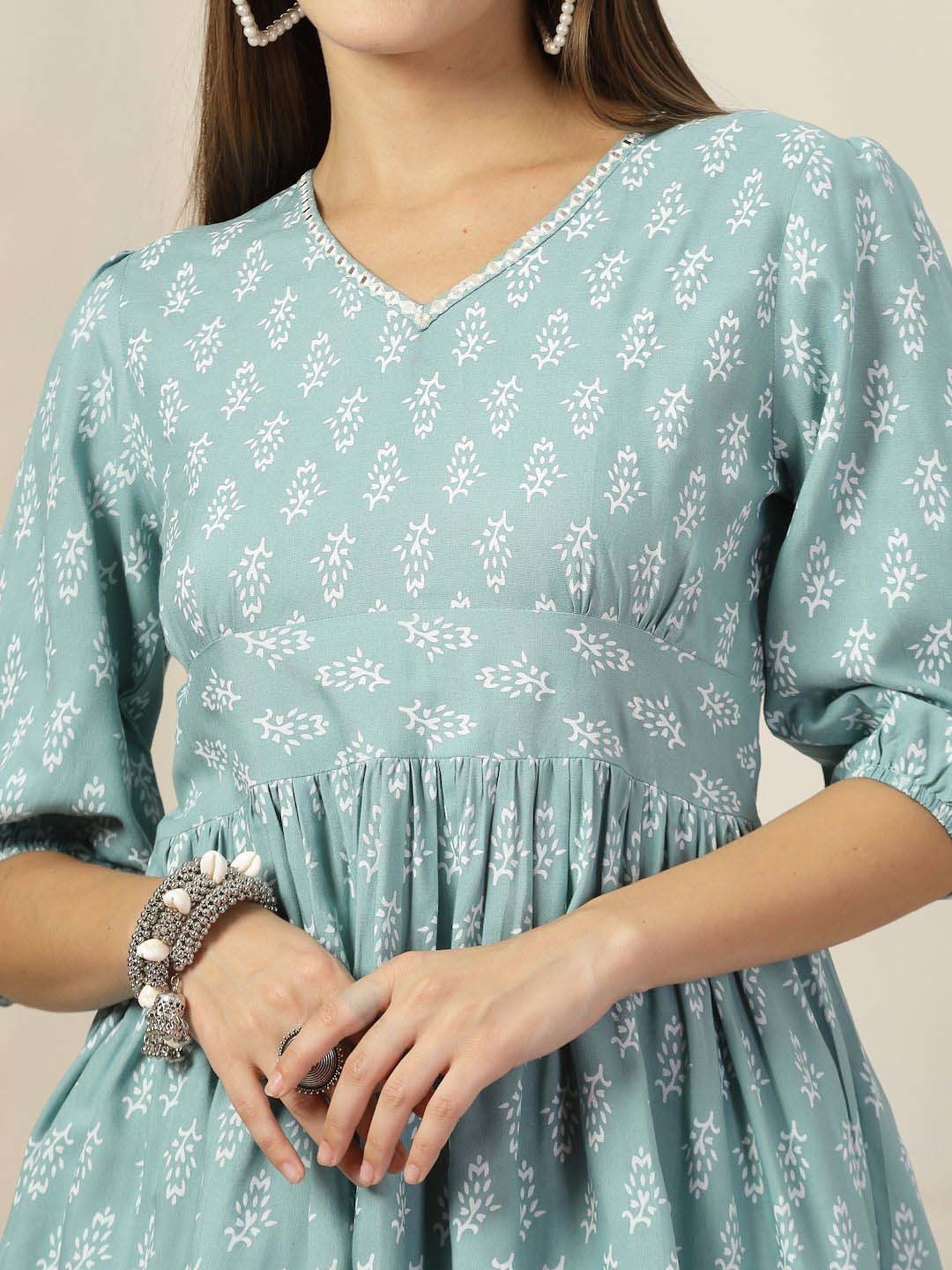 Stylum Blue Printed Tunic Pant Set