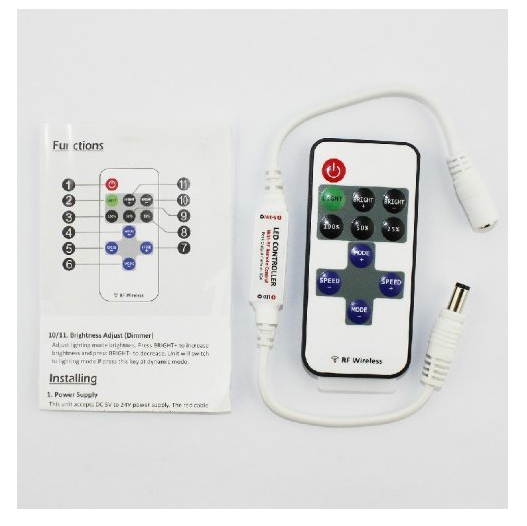 Mini LED Controller Dimmer With RF Wireless Remote Control DC 5~24V 12A R107 With HIMART Ribbon