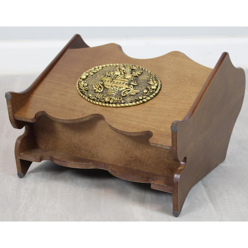 Uniquewise Classic Wood Magazine Rack with Gold Plaque