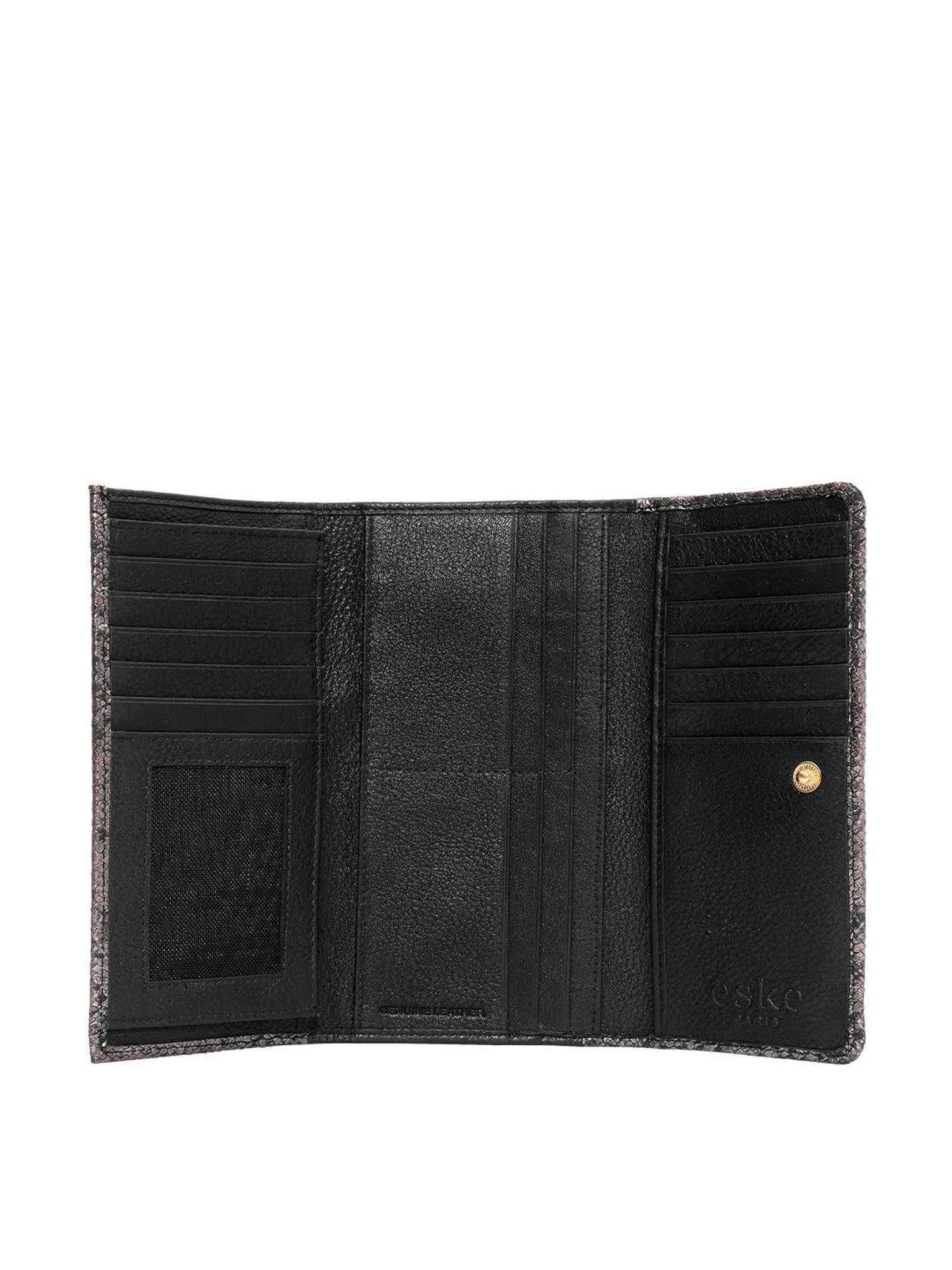 Eske Grey Textured Tri-Fold Wallet for Women