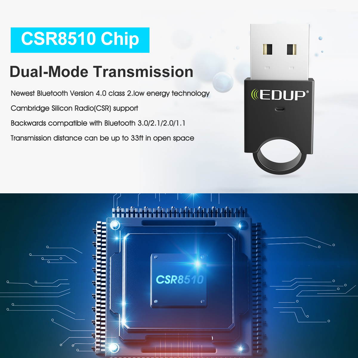 USB Bluetooth Adapter 4.0 A2DP 2-in-1 Bluetooth Music Sound Receiver Transmitter Audio Receiver For Computer PC Desktop