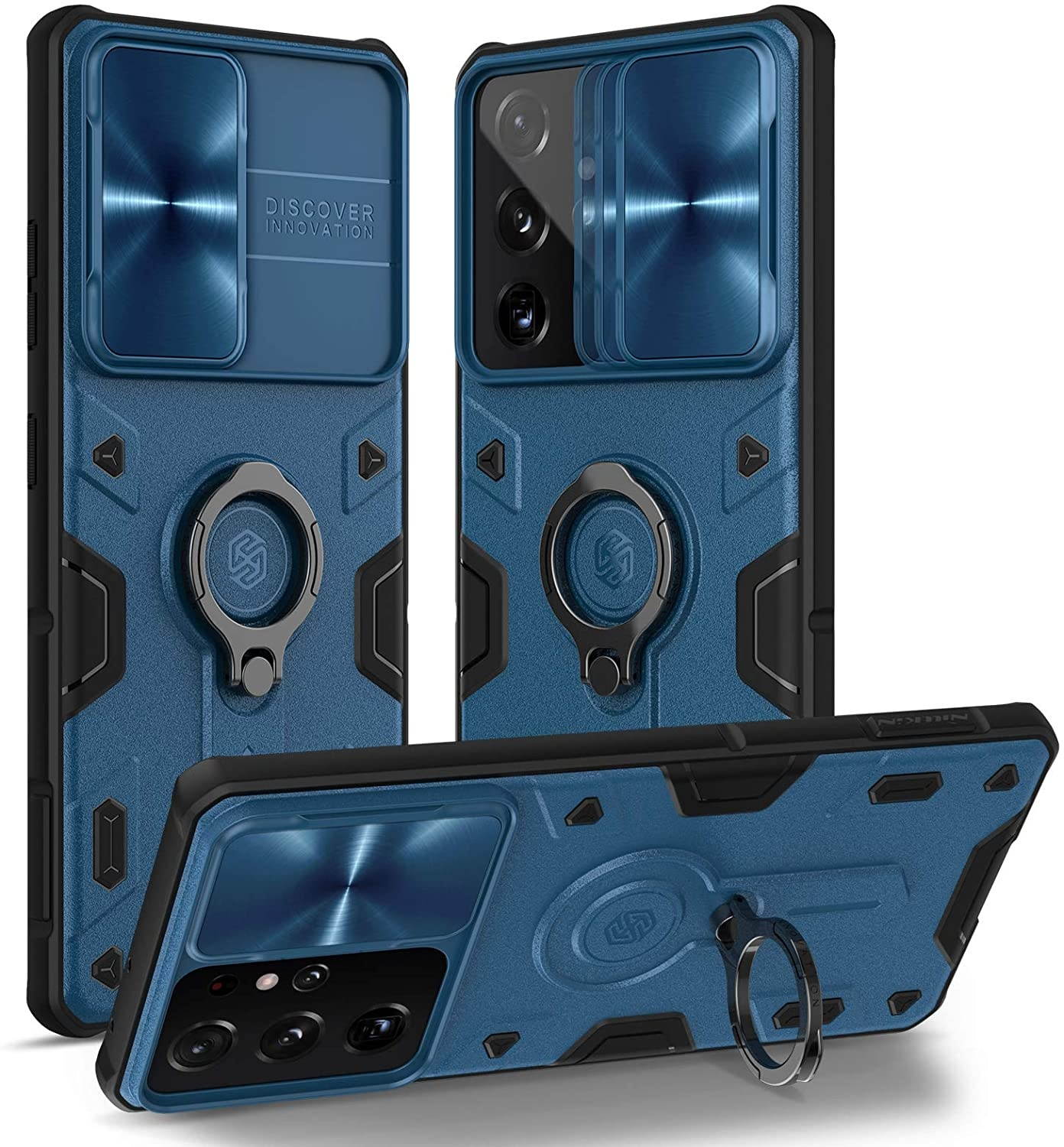 Nillkin for Samsung Galaxy S21 Ultra case Kickstand Slide Camera Protector Cover for Samsung Galaxy S21 Ultra 5g Case 6.8&rsquo&rsquo Shockproof TPU + PC Anti-Slip Protection case Blue