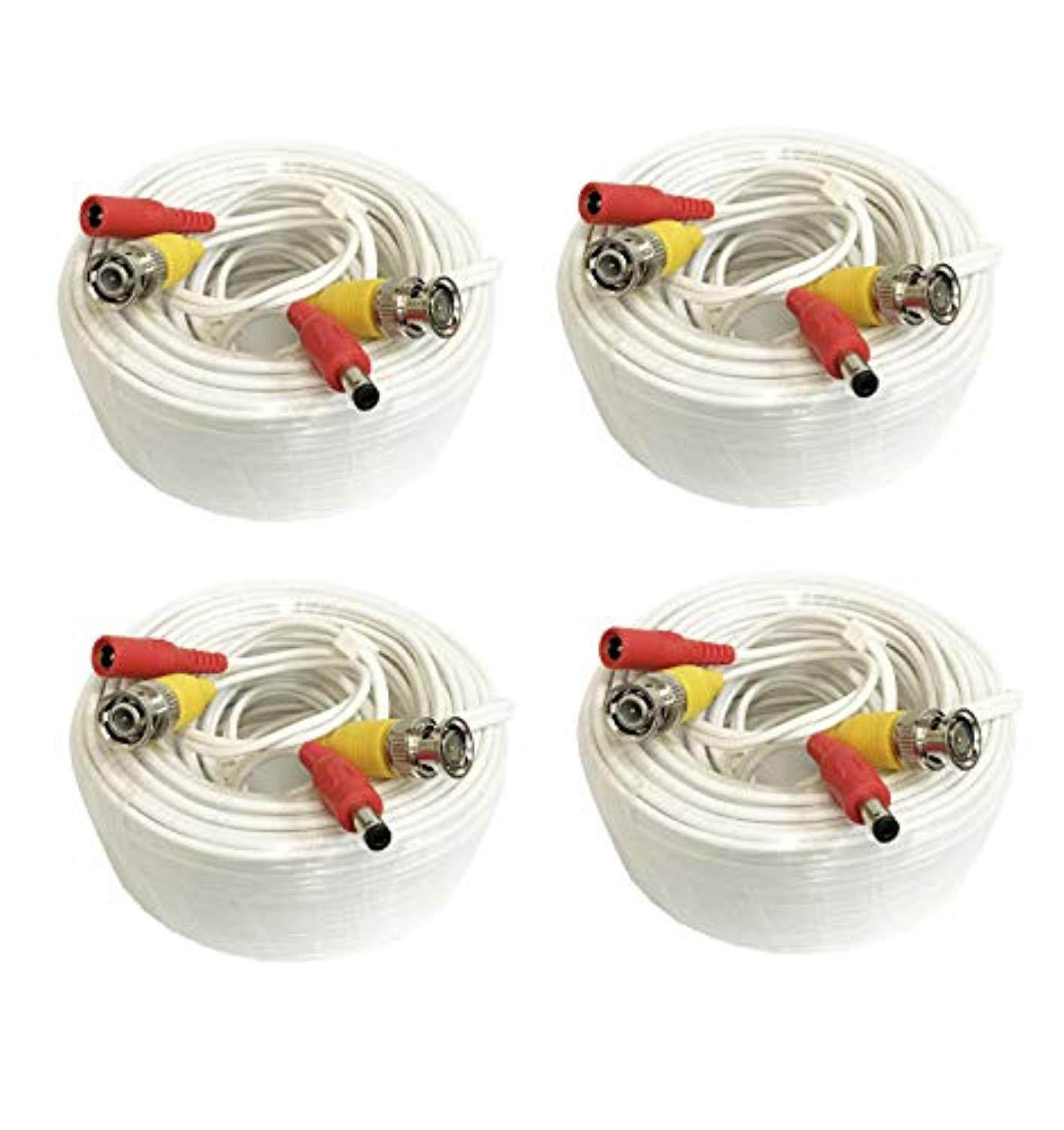 wennow 4 PACK PREMIUM 100Ft.THICK BNC EXTENSION CABLES FOR Lorex SYSTEMS White color