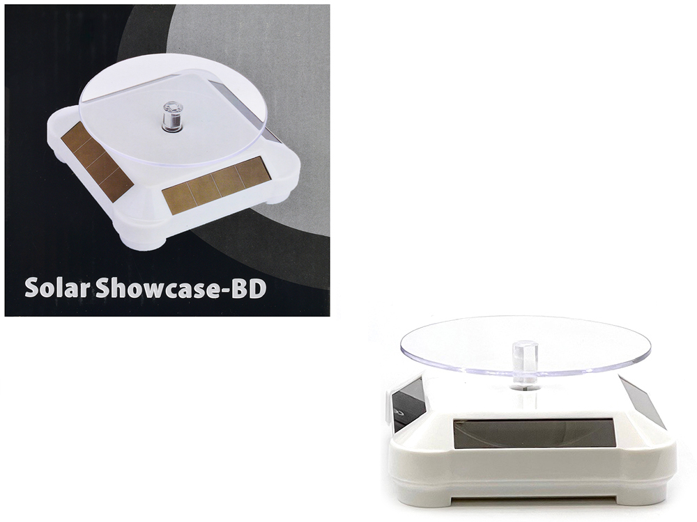 3.5&Prime; Solar Rotating Display Stand with White Base for 1/64 Scale Model Cars