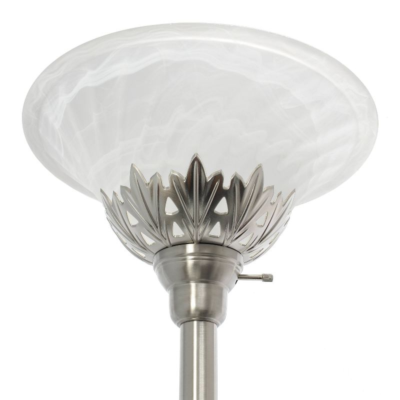 3 Light Floor Lamp with Scalloped Glass Shade Brushed Nickel - Elegant Designs