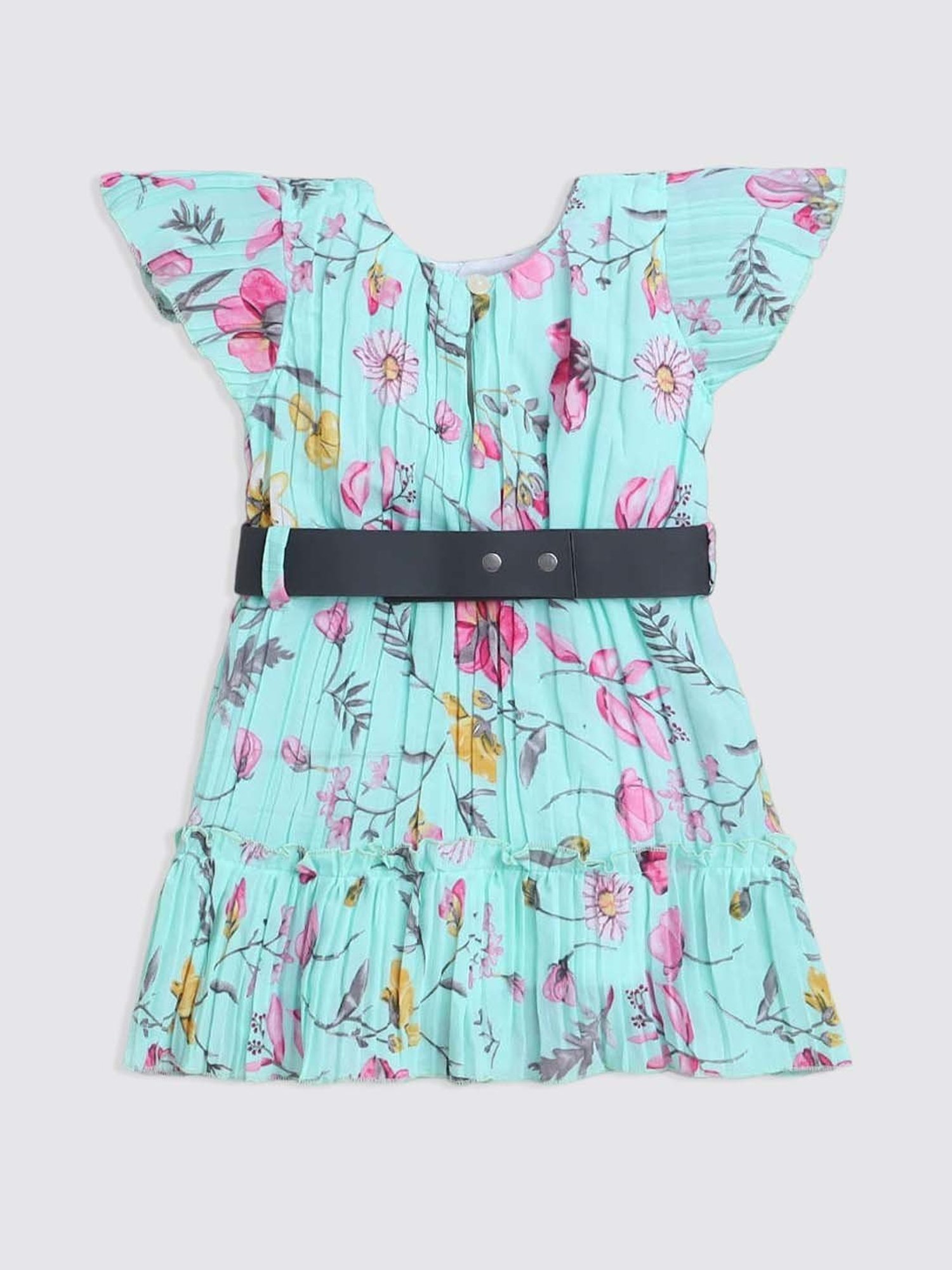 The Magic Wand Kids Blue & Pink Floral Print Dress