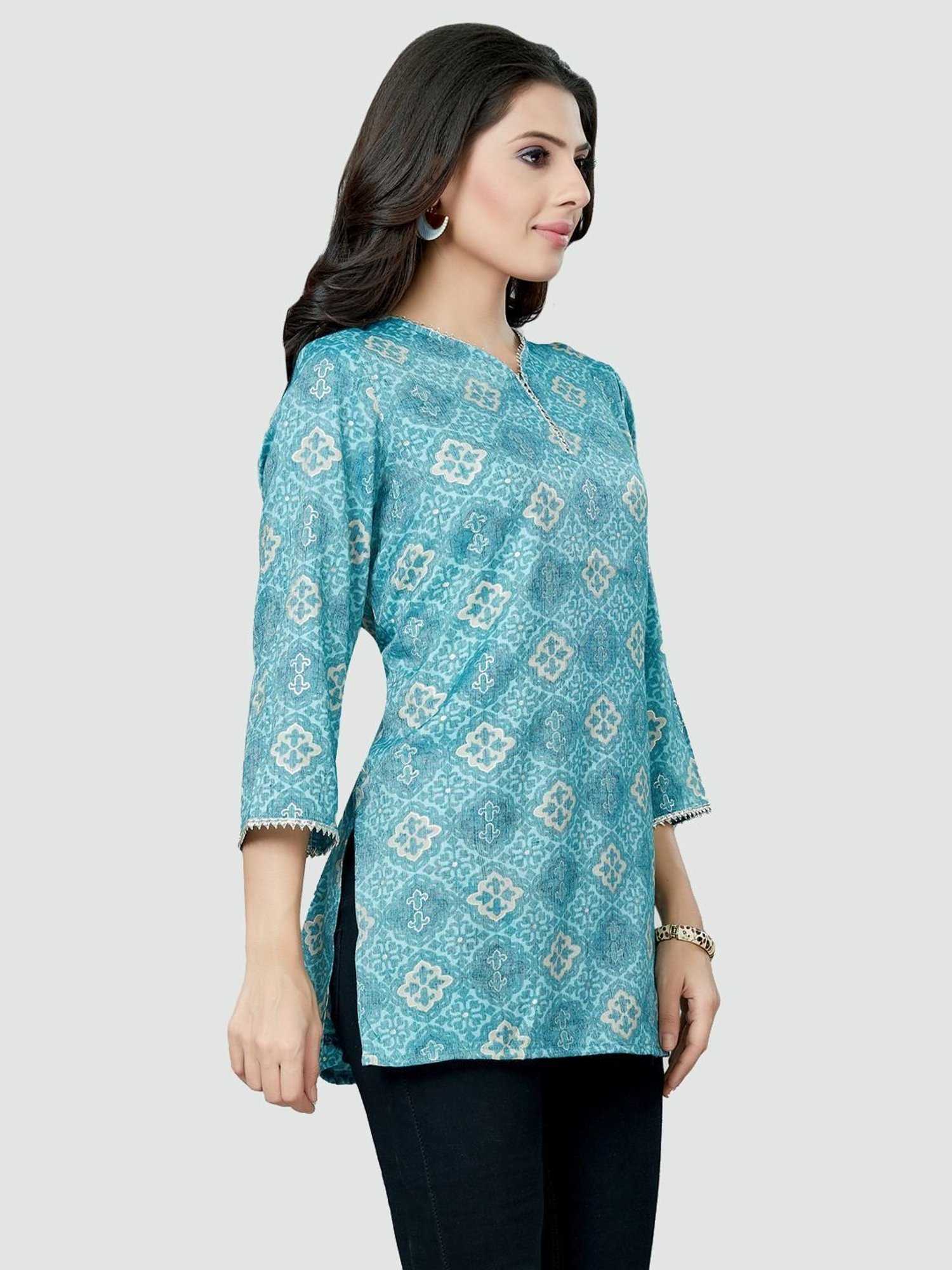 Saree Swarg Blue Printed Tunic