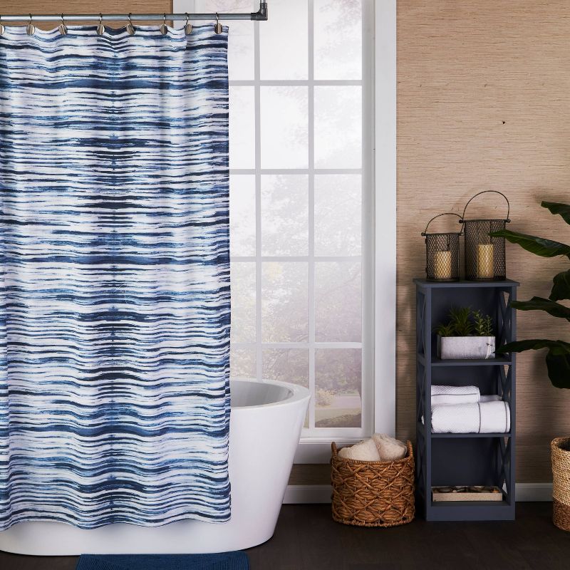 2pc Shibori Striped Jacquard Hand Towel Set Navy - SKL Home