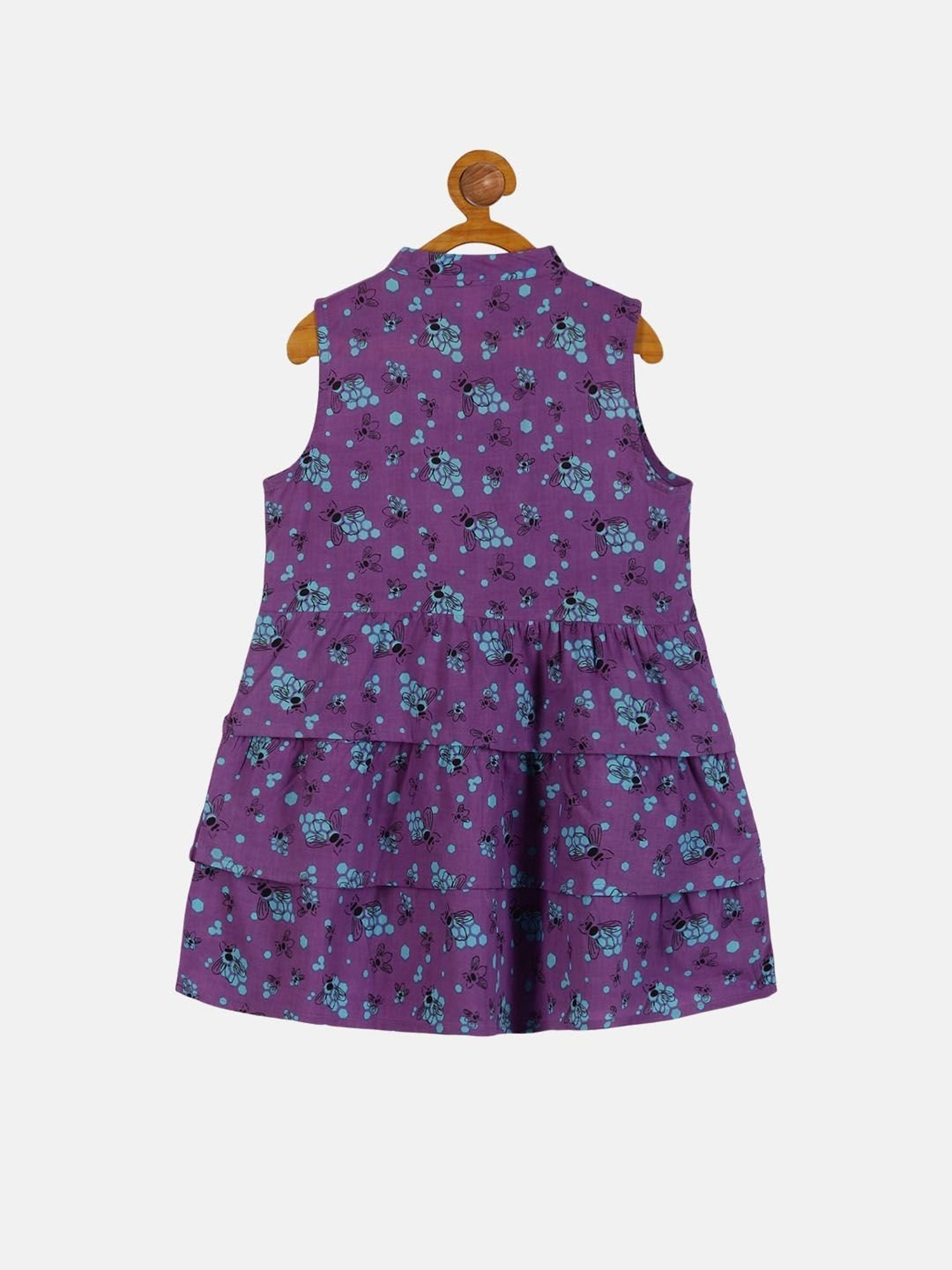 Kiddopanti Kids Purple Printed Dress