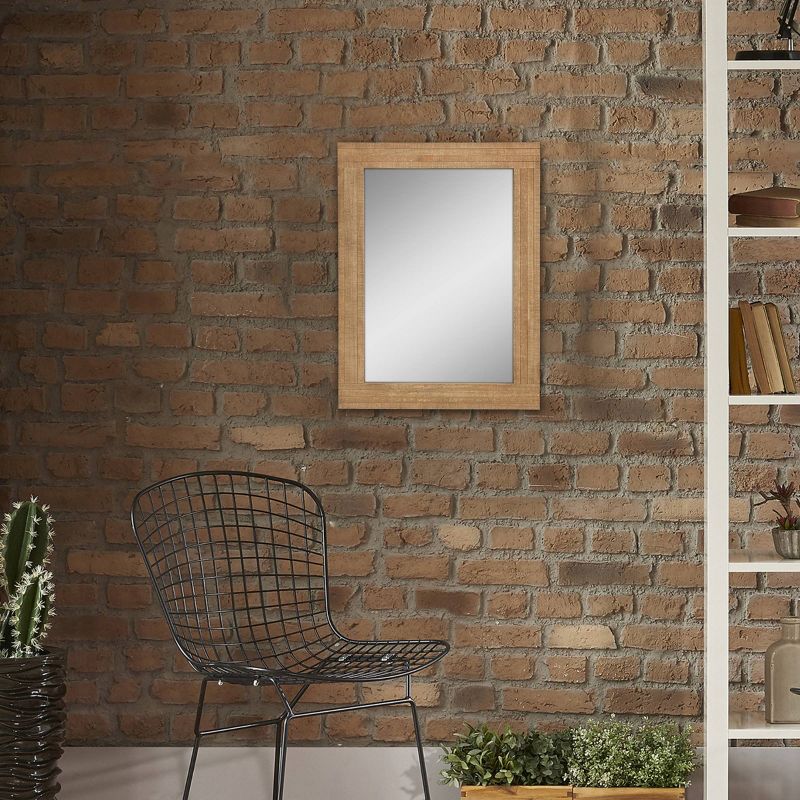 24" x 18" Rectangle Worn Wood Wall Mirror Brown - Stonebriar Collection